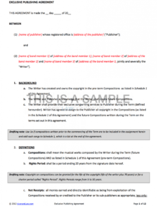sample music publishing contract songwriting contract template doc