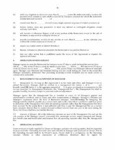 sample restaurant management agreement restaurant management contract template doc