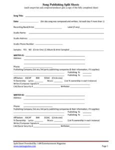 split sheet  fill out and sign printable pdf template  signnow songwriting contract template example