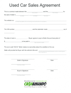 vehicle sale agreement  fill out and sign printable pdf template  signnow private car sales contract template example