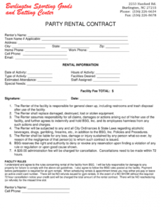 Best Party Rental Contract Template Excel Sample