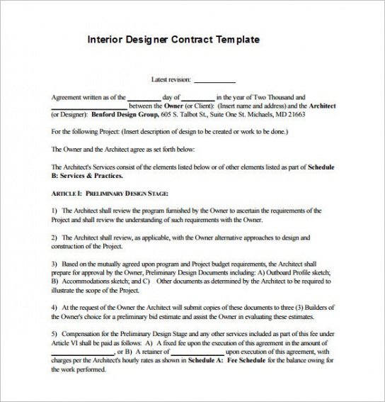 Contract Template For Web Design Services Doc Sample