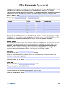 Costum Roommate Rental Contract Template Excel Sample