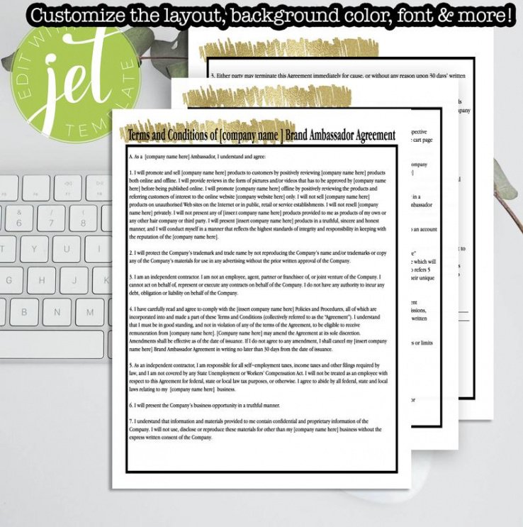 Free Brand Ambassador Contract Template Word