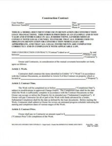 Free New Home Construction Contract Template Doc Sample