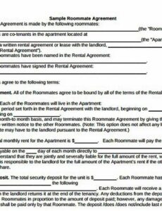 Printable Roommate Rental Contract Template  Sample