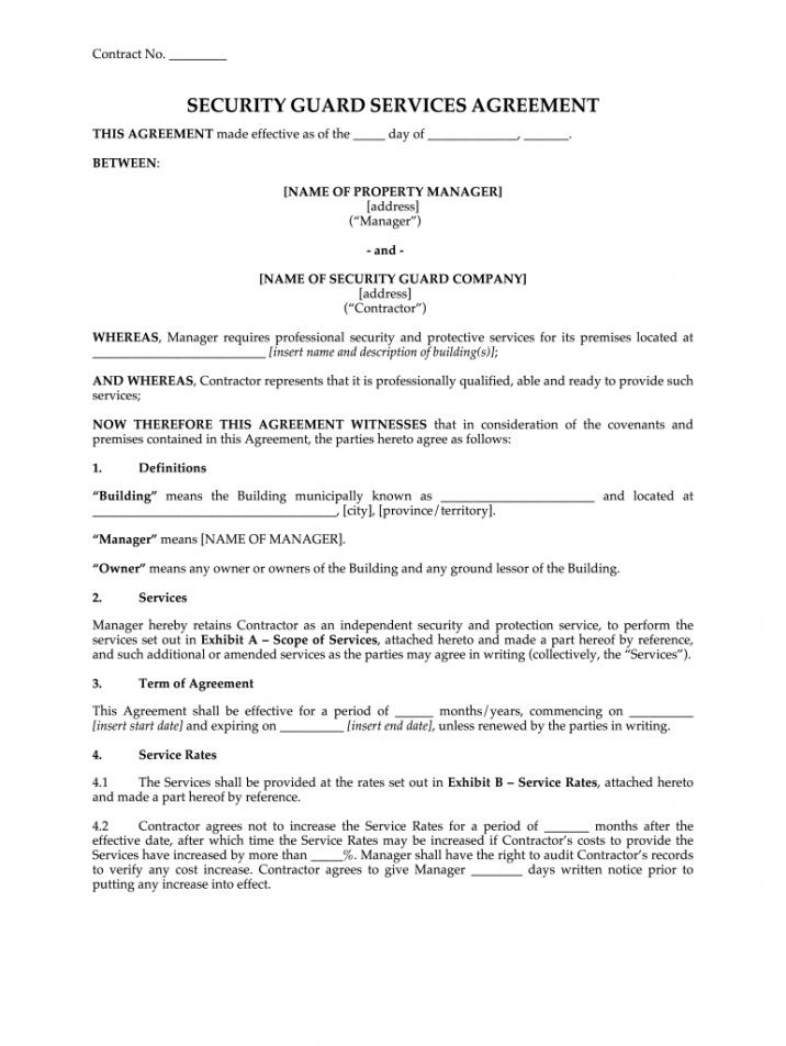 Private Security Contract Template Word Example