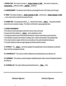 Professional Brand Ambassador Contract Template