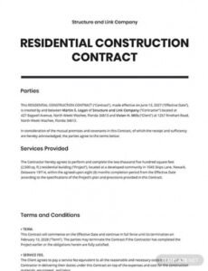 Professional New Home Construction Contract Template Pdf Example