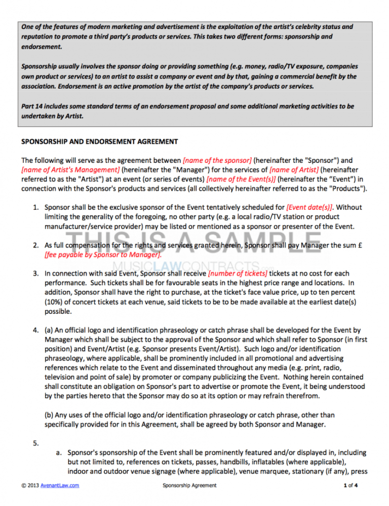 Sample Sponsorship Contract Event Sponsorship Contract Template Excel Sample Sponsorship Contract Event Sponsorship Contract Template Excel