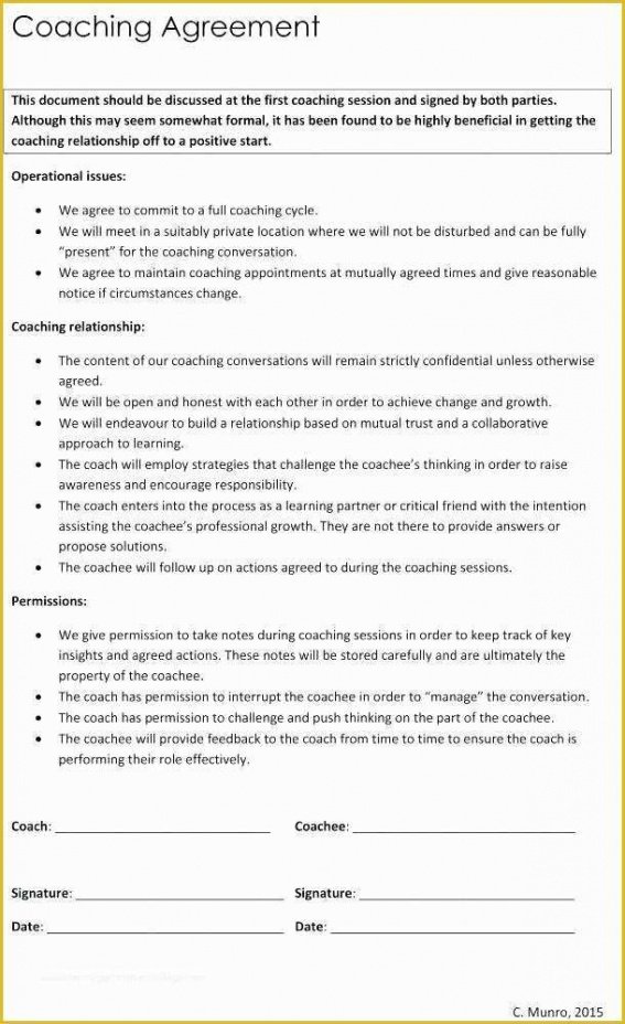 Best Life Coaching Contract Template Excel Sample
