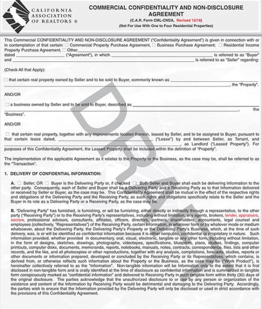 Commercial Real Estate Contract Template Doc Example