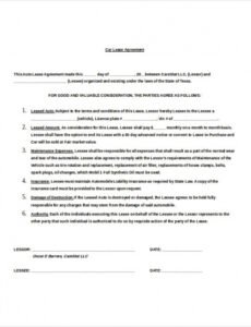Editable Car Lease To Own Contract Template