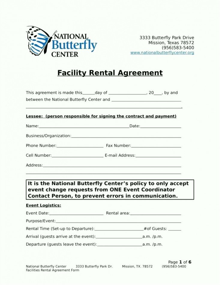 Facility Rental Contract Template Doc Example