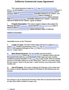 Free Commercial Property Lease Contract Template Pdf Example