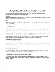 Free Social Media Marketing Services Contract Template Pdf Example