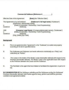 Free Subletting Contract Template Excel Example