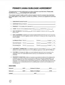 Free Subletting Contract Template Excel Sample