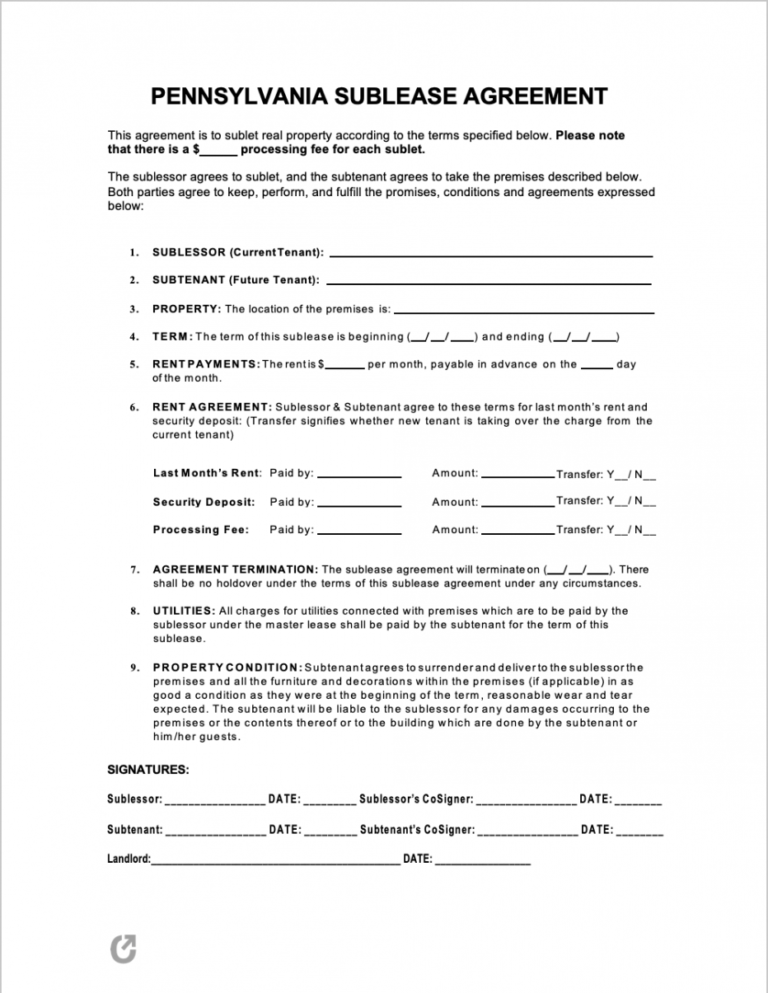 Free Subletting Contract Template Excel Sample Steemfriends