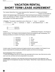 Printable Condo Rental Contract Template Excel Sample