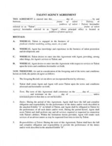 Printable Contract For Entertainment Services Template  Sample