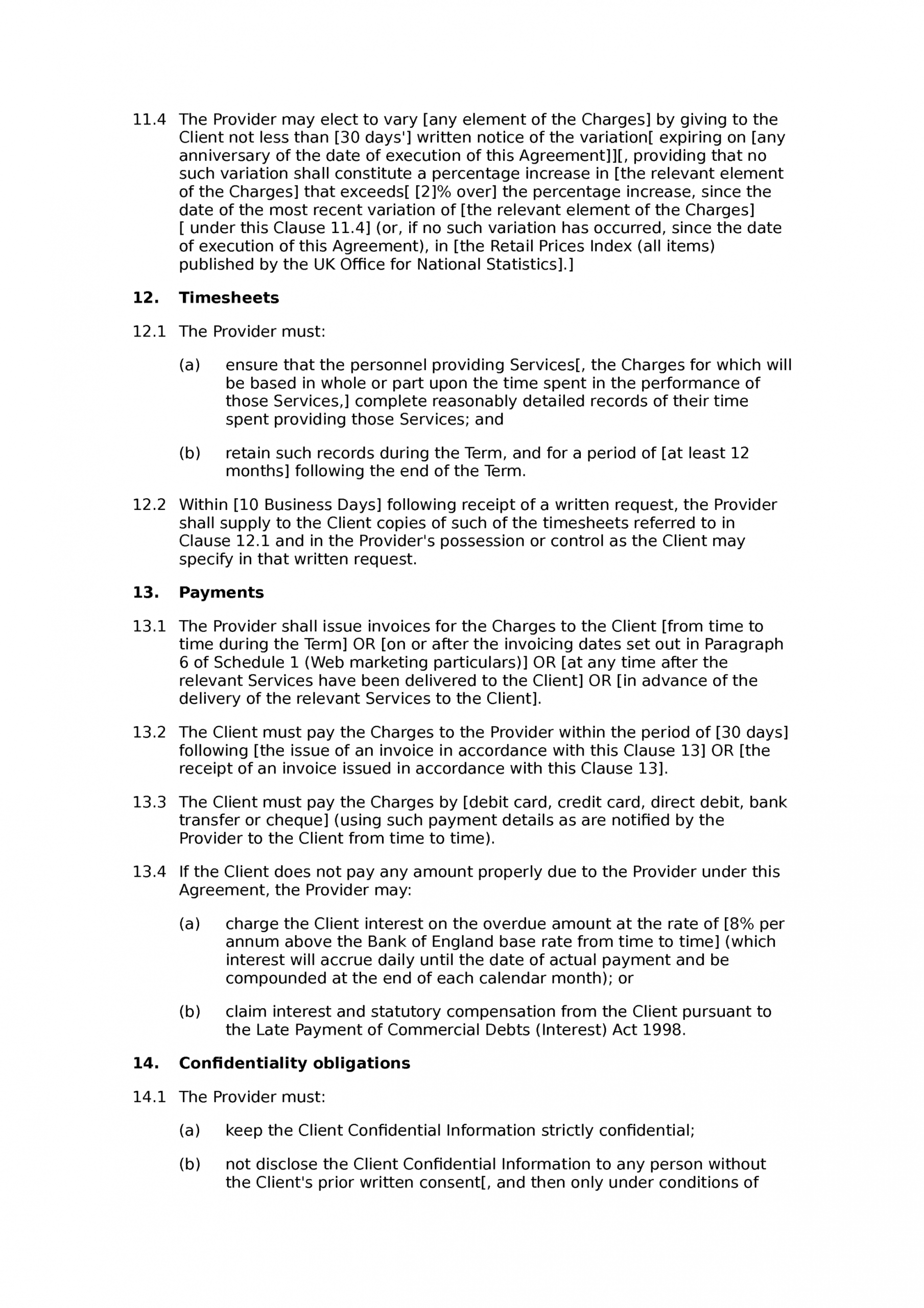 Printable Social Media Marketing Services Contract Template Excel