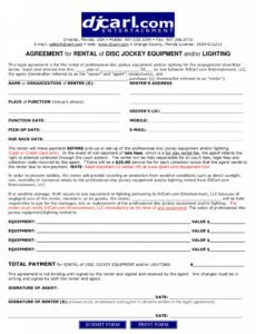 Professional Instrument Rental Contract Template Excel Example