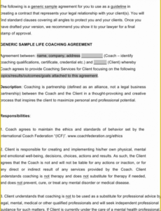 Professional Life Coaching Contract Template Word