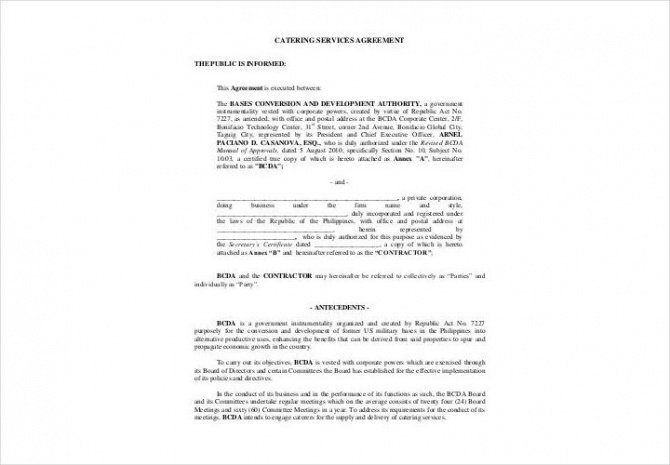 Best Food Catering Contract Template Pdf Sample