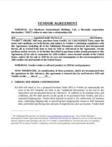 Best Food Vendor Contract Template Doc