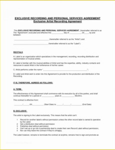 Best Talent Manager Contract Template Excel Example