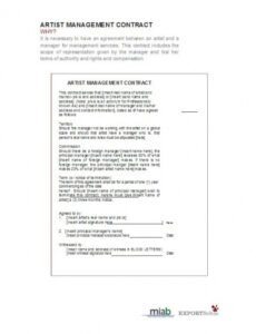 Best Talent Manager Contract Template  Sample