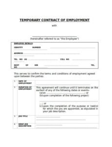 Best Temporary Employment Contract Template  Sample