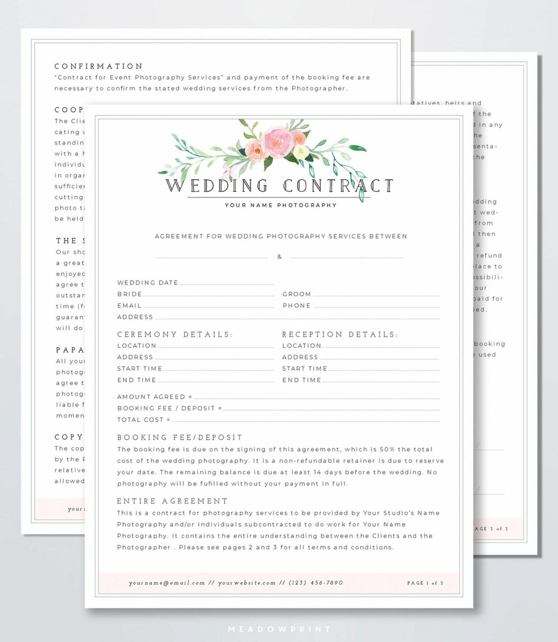 Best Wedding Florist Contract Template PDF Sample Steemfriends
