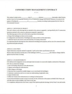 Costum Construction Project Manager Contract Template  Example