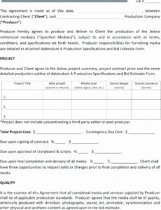 Costum Film Production Contract Template Doc