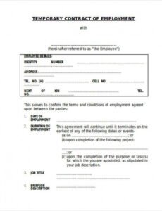 Costum Temporary Job Contract Template Word Sample