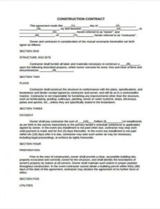 Editable Construction Project Manager Contract Template Word