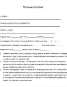 Editable Contract For Photography Services Template  Example