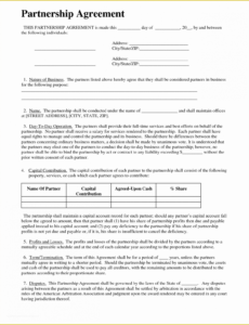 Editable General Partnership Contract Template  Sample