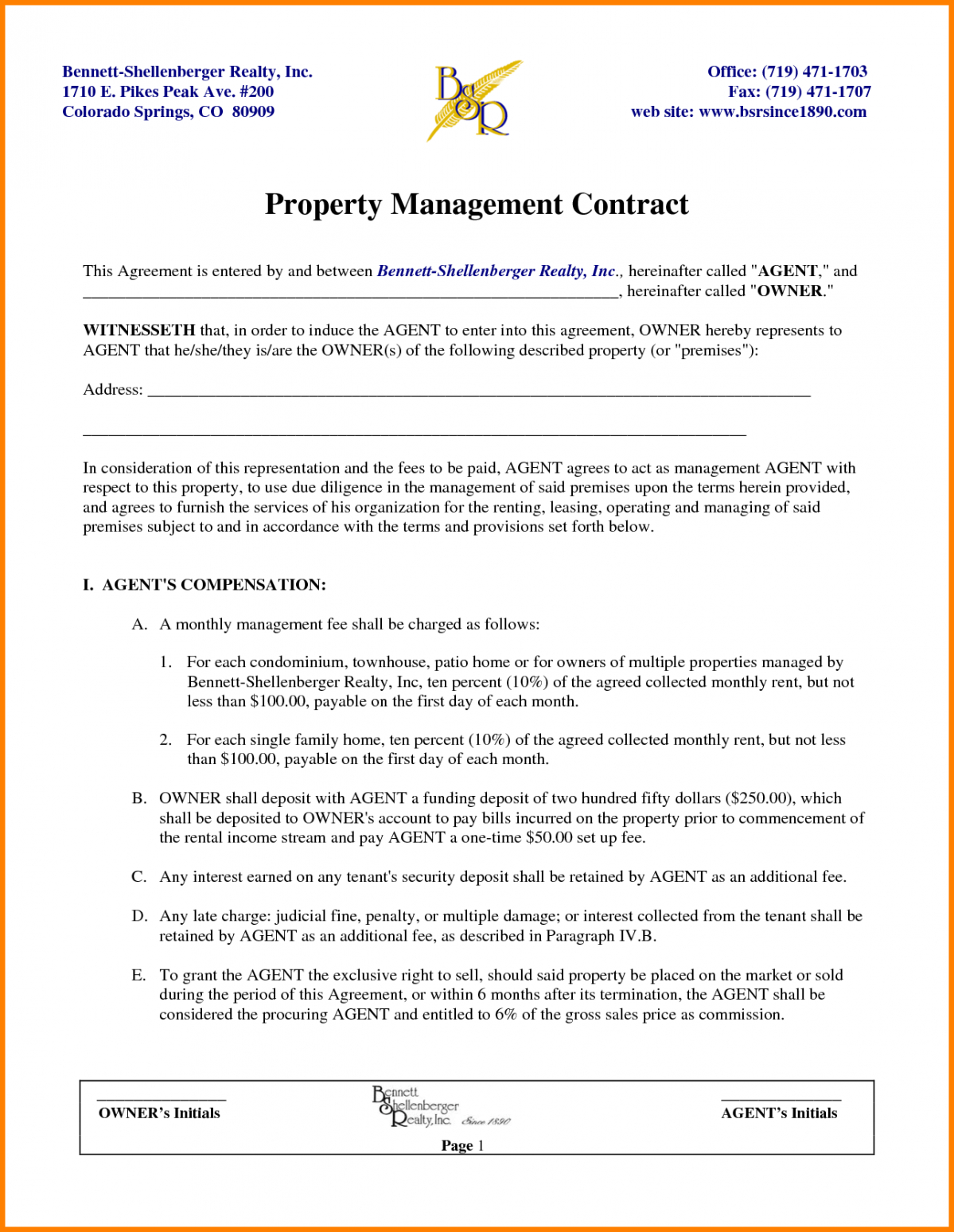 Editable Property Manager Contract Template Pdf Sample