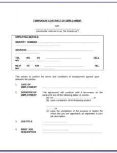 Editable Temporary Employment Contract Template Doc Example