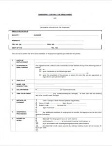 Editable Temporary Job Contract Template