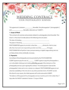 Editable Wedding Florist Contract Template  Example