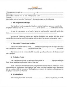 Employee Salary Contract Template Word Example