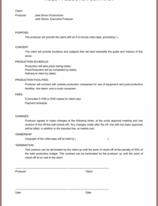 Film Production Contract Template Word Sample