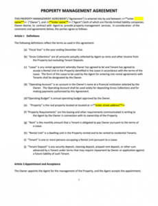 Free Property Manager Contract Template Doc Sample