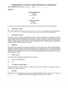 Free Sales Commission Contract Template Doc Sample