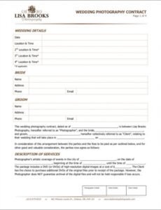 Printable Contract For Photography Services Template Word Example