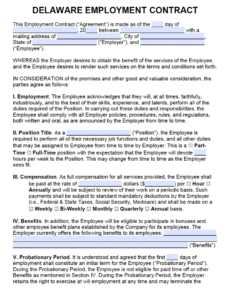 Printable Employee Salary Contract Template Doc Sample